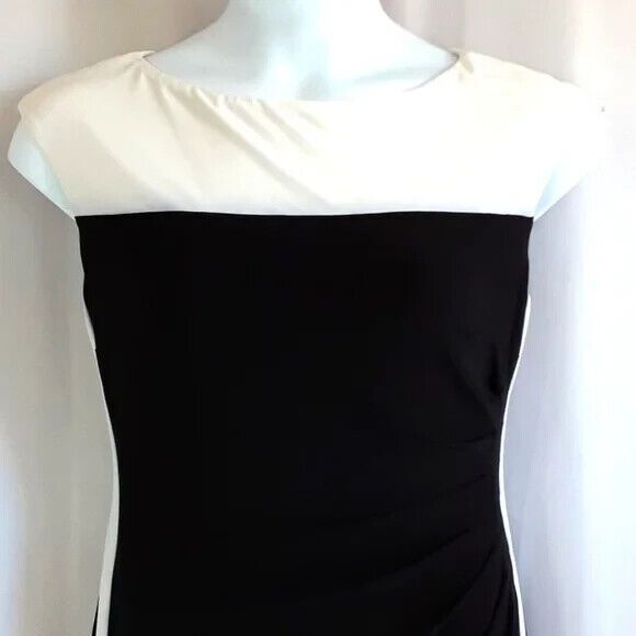 Chaps size large beige black color block dress * - Picture 2 of 14
